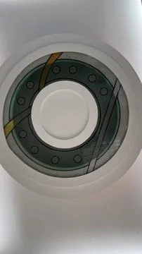 Circular Ceiling Light Fixture with Stained Glass Geometric Ring Design Foto stock