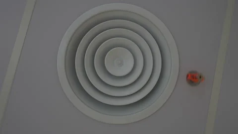 Circular ceiling vent and fire sprinkler system in new apartment interior Stock Footage 319642867
