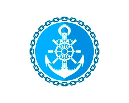 Circular chain with anchor and ship steering wheel Stock Illustration