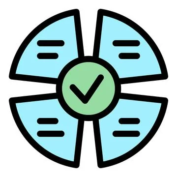 Circular chart showing completed tasks with check mark symbol Stock Illustration