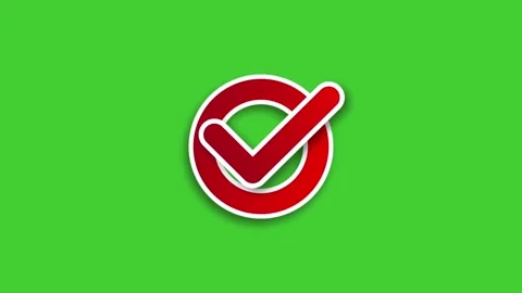Circular check mark animated icon on bright green screen background for approval Stock Footage 314786467