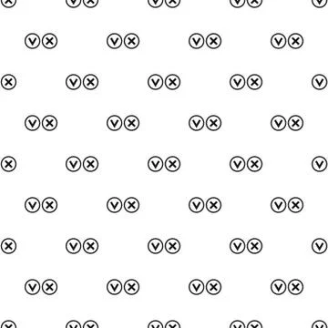 Circular check mark symbols pattern, simple style Stock Illustration