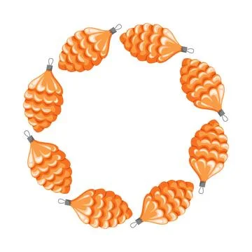 Circular Christmas tree pine cone ornament on a white background. Perfect for Stock Illustration