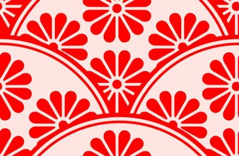 Circular Chrysanthemum japanese pattern Stock Illustration