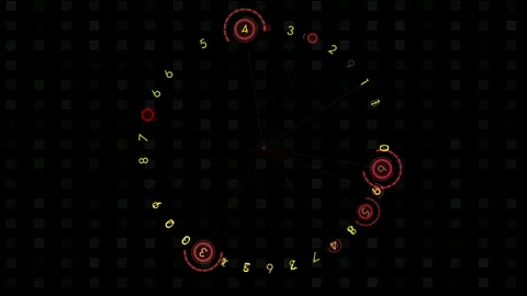 Circular Clock Dial With Markers On Dark Grid Background Stock Footage 318602136