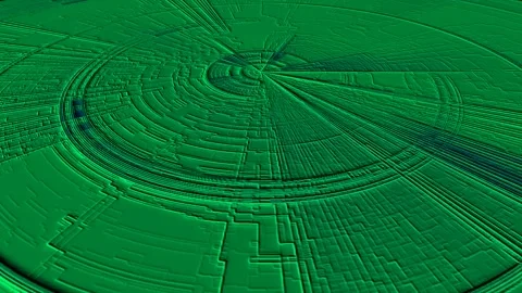 Circular Code Loop Concentric Circles Radial Lines Grid Texture Stock Footage 300144003