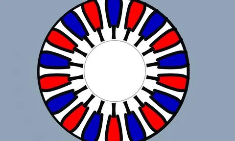 Circular Color Wheel Design With Red, Blue, and White Stock Illustration