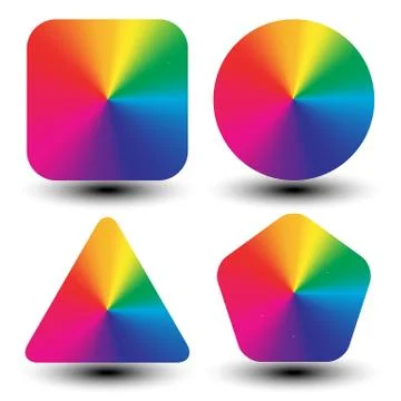 Circular color wheels mapped with different shapes (conical gradient, eps10 s Stock Illustration