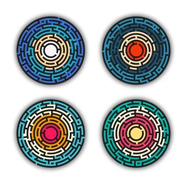 Circular colored labyrinth Stock Illustration