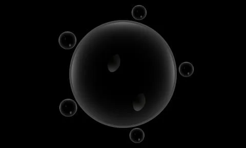 Circular Composition of Black Bowling Balls 3D Render on Black Background 스톡 일러스트