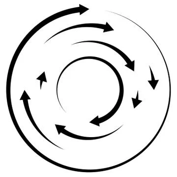 Circular concentric arrows. Cyclic, cycle arrows. Arrow element to illustrate Stock Illustration