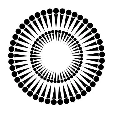 Circular concentric radial stripes and dots element Stock Illustration