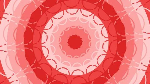 Circular concentric shapes in varying red and pink tones create a bold abstra Stock Illustration