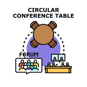 Circular conference table concept for business meeting Ilustración de archivo