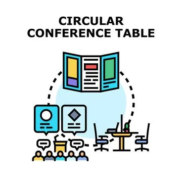 Circular conference table concept for business meeting Stock Illustration