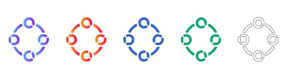 Circular Connection Network Icons Set Illustrazione stock