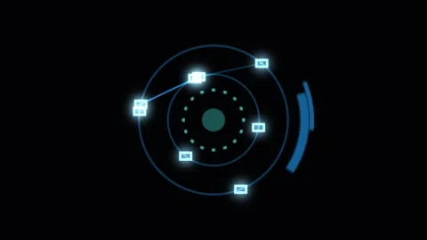 Circular cosmic interface animation creates a seamless Stock Footage 341700718