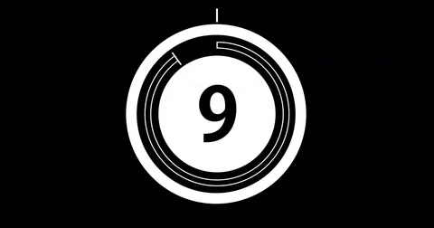 Circular countdown clock, 10 seconds with numbers and circles marking time Stock Footage 78276148