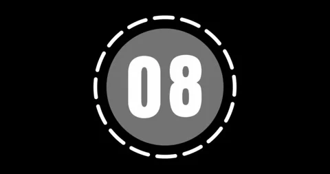 Circular Countdown Timer with Segmented Progress Ring on Black Background Stock Footage 342404817