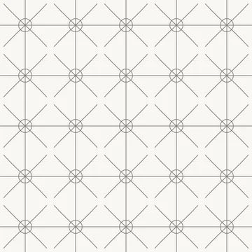 Circular cross node pattern, seamless pattern in line design. circle, cross Illustrazione stock