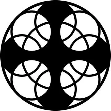 Circular cross pattern constructed from interconnected black circles. Stock Illustration