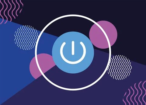 Circular currently power button Stock Illustration
