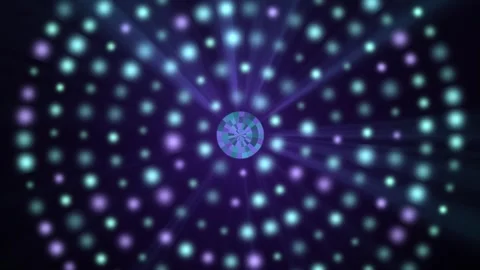 Circular cyan blue light dot matrix rotating seamless loop animation Stock Footage 347086194