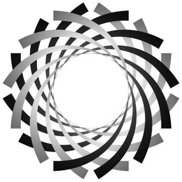 Circular, cyclic spiral, vortex element. Grayscale rotating shape. Abstract   Illustrazione stock