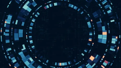 Circular Data Background With Futuristic Digital Network Rings And Abstract 스톡 동영상 344235403