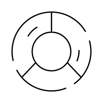 Circular data chart with three sections and central ring Stock Illustration