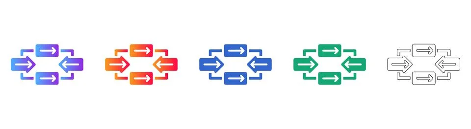 Circular Data Flow &amp; Process Cycle Icon Set: Iteration Graphic Stock Illustration