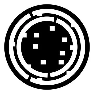 Circular data icon pixelating digital technology interface Illustrazione stock