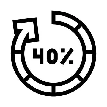 Circular data loading progress icon with 40 percent Stock Illustration