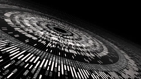 Circular Data Radar Ring Overlay for Cloud Computing and Big Data Analytics Stock Footage 336734776