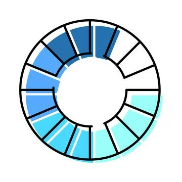Circular data visualization chart presenting progress and analysis 库存插图