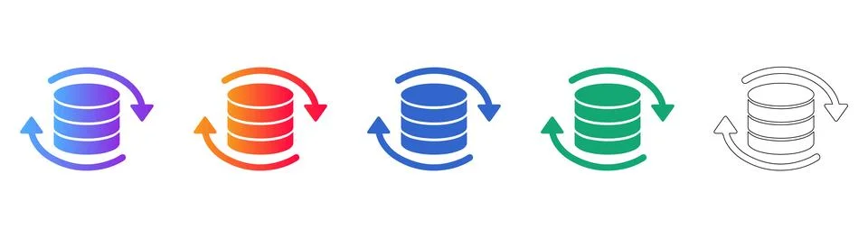 Circular Database Refresh Icons for IT Interfaces Stock Illustration