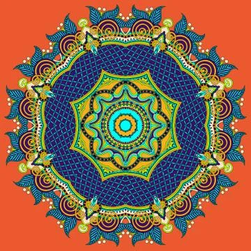 Circular decorative geometric pattern for yoga fashion design Stock Illustration