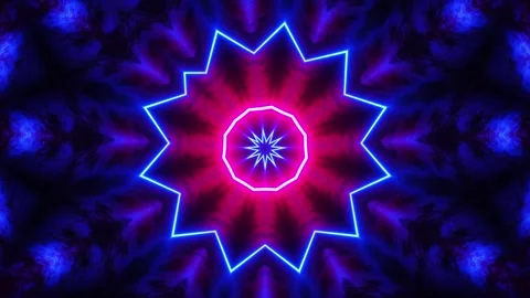 Circular design with blue background and red center. Kaleidoscope VJ loop Stock Footage 252351728
