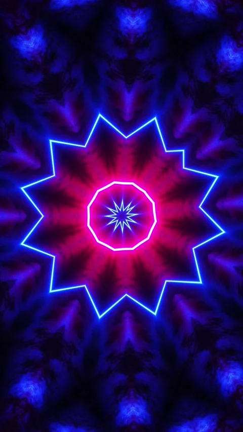 Circular design with blue background and red center. Kaleidoscope VJ loop Stock Footage 313884108