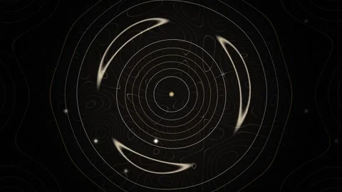 Circular design with concentric patterns and stars in dark Stock Footage 338298779
