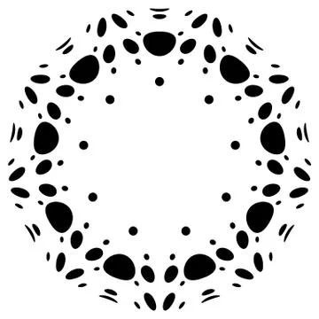 Circular design with distortion effect. Abstract monochrome element on white. Illustrazione stock