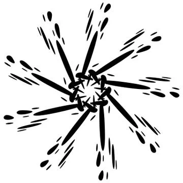 Circular design with distortion effect. Abstract monochrome element on white. Stock Illustration