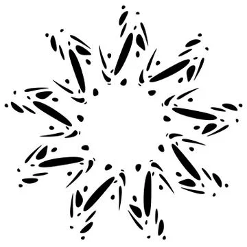 Circular design with distortion effect. Abstract monochrome element on white. Illustrazione stock