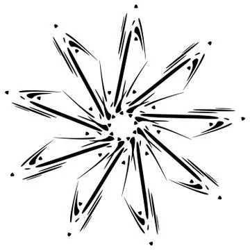 Circular design with distortion effect. Abstract monochrome element on white. 스톡 일러스트