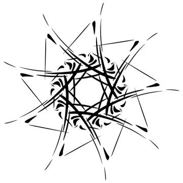 Circular design with distortion effect. Abstract monochrome element on white. Illustrazione stock
