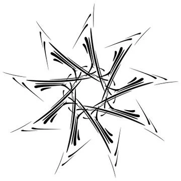 Circular design with distortion effect. Abstract monochrome element on white. Stock Illustration
