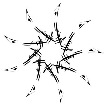 Circular design with distortion effect. Abstract monochrome element on white. Illustrazione stock