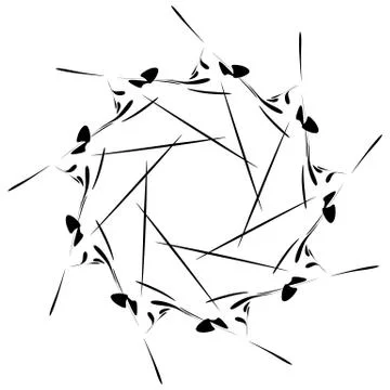 Circular design with distortion effect. Abstract monochrome element on white. Illustrazione stock