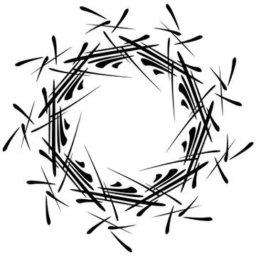 Circular design with distortion effect. Abstract monochrome element on white. Illustrazione stock