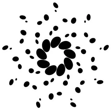 Circular design with distortion effect. Abstract monochrome element on white. Illustrazione stock